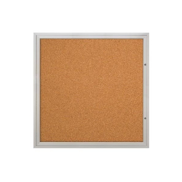 Corkboard, Fabric, Brnz/Prl, 1 Door, 48x48"